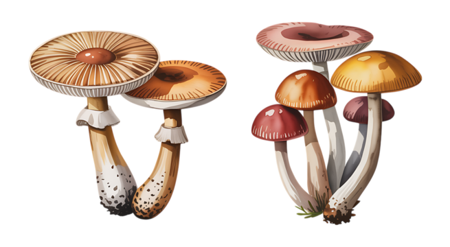 Mushroom Study Illustration