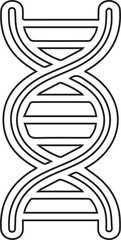 A minimalistic outline depicting a double helix molecule, useful for biotech designs, science teaching, or scientific company branding with an elegant genetic structure.
