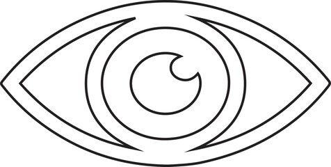 Striking outline graphic of a minimalistic human eye, suitable for logo designs, branding, or website design elements about vision or focus, with a modern and scalable feel.
