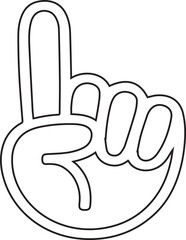 A hand gesture graphic showcasing the number one with a raised index finger, perfect for use in sports branding, team spirit designs, or motivational campaign materials.