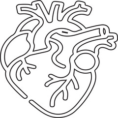Anatomical heart graphic displays a minimal, stylized design perfect for healthcare branding, medical presentations, or educational materials featuring the human anatomy.