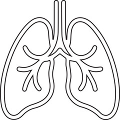 Depicts healthy human lungs with a clean outline, presenting a simple graphic suitable for anatomical studies, educational materials, and health awareness campaigns or logo design projects.