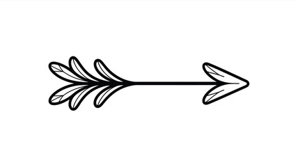Simple black and white arrow with feathered fletching and point