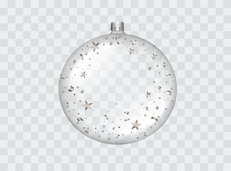 Christmas ball on isolated background. Glass or Silver ball. Christmas tree ball for the holidays. Vector illustration. Eps 10