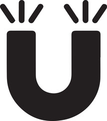 Magnetic force represented by a horseshoe magnet in an editable style for scientific diagrams, website graphics, and physics-related visual content with attraction power.