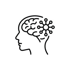 Abstract representation of human brain with neural network connections and thought process