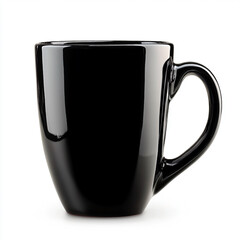 Elegant Black Mug Display, Home Kitchen, Beverage Photography, Minimalist Style, Close-up View