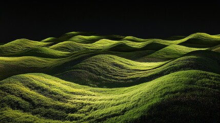 Rolling hills of vibrant green grass.