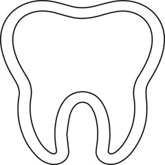 A stylized tooth outline showcases dental health, hygiene, and medical concepts for graphic design elements, logos, icon designs, and educational materials with a simple, clean aesthetic.