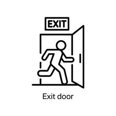 Man running through an open exit door with an exit sign above