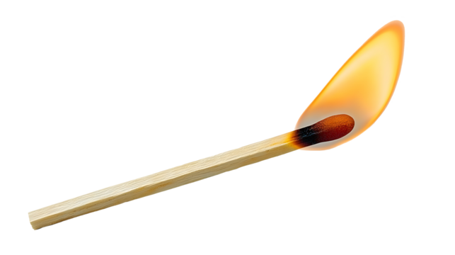 Lit matchstick illustration isolated on transparent background