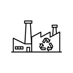 Factory building with recycling symbol icon representing green industry and sustainability