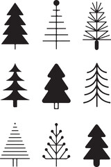 Minimalist Christmas Tree Icons vector on white background