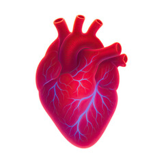 Stylized Neon Heart with Intricate Veins, Cutout Transparent PNG