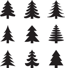Minimalist Christmas Tree Icons vector on white background