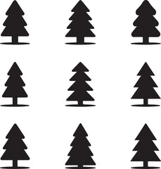 Minimalist Christmas Tree Icons vector on white background