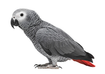 Fototapeta premium African Grey Parrot A Detailed Profile isolated on transparent background