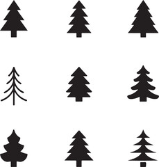 Minimalist Christmas Tree Icons vector on white background