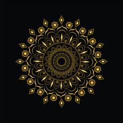 golden mandala on black background