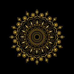 golden mandala on black background