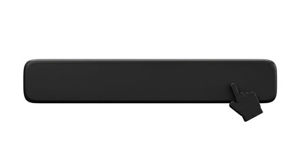 Black Button with Cursor Pointer 3D Render.