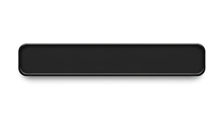 Black Rectangular Button on White Background.