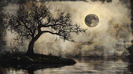 full moon over the lake