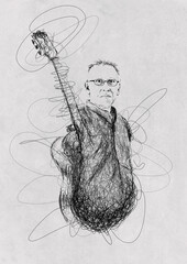 Man Holding a Guitar Sketch