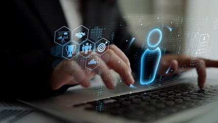 Digital recruitment and online hiring, virtual headhunting, smart recruitment platforms, talent...