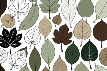 Obraz premium Autumn Leaves Pattern-Detailed Leaf Art-Botanical Background-Fall Colors-Nature Inspired Design-Elegant Leaf Illustration-Perfect for Wallpaper and Crafts