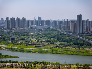 Fototapeta premium aerial view of Changsha, China