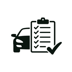 Fototapeta premium Car inspection checklist with checkmarks and a tick symbol