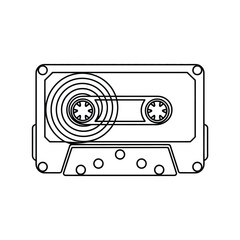 Obraz premium Simple outline drawing of a vintage audio cassette tape on a white background