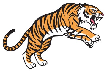 Obraz premium A fierce tiger in a dynamic pose, clean and detailed vector illustration