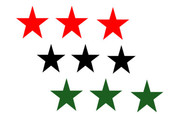 Red and Green Star Rating Icons – Three Star Review Symbols on Black Background