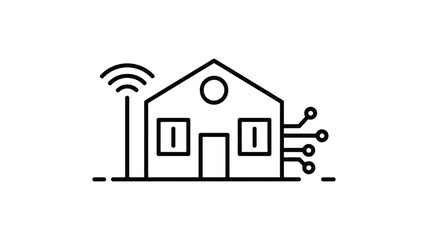Modern smart home icon with wifi signal and circuit board connections