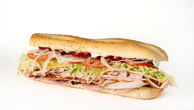 Italian Sub Sandwich on white background