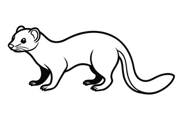 Fototapeta premium Animated ferret outline poses gracefully with a curious gaze over its shoulder in monochrome