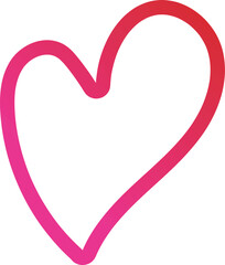  A hand-drawn, vibrant pink and red gradient heart outline, symbolizing love, passion, and affection.