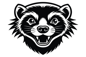 Black and white portrait shows a cute otter smiling broadly at the viewer