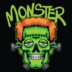 Green Monster Head Urban Streetwear Art