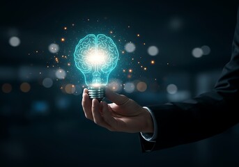 Innovative Brain Idea Lightbulb Concept Illustrating Genius and Creativity