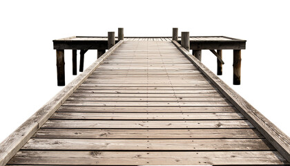 Fototapeta premium Wooden dock extending into tranquil waters.