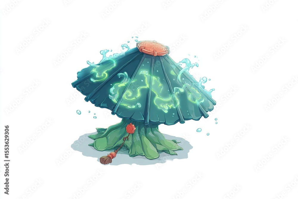 Wall mural unique magical mushroom lantern design with glowing elements and intricate details in a fantasy sett