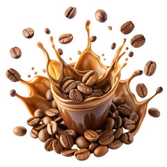 coffee beans and cup