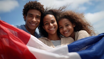 Family portrait with French flag