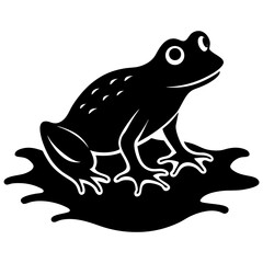 a cute frog on a water background