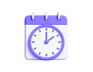 Colorful calendar with a clock for scheduling.