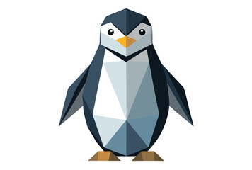 Obraz premium Low Poly Penguin Vector Geometric Style Polygonal Icon Illustration