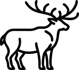 Minimalist elk outlined in bold neon gradient stands against a bright white background